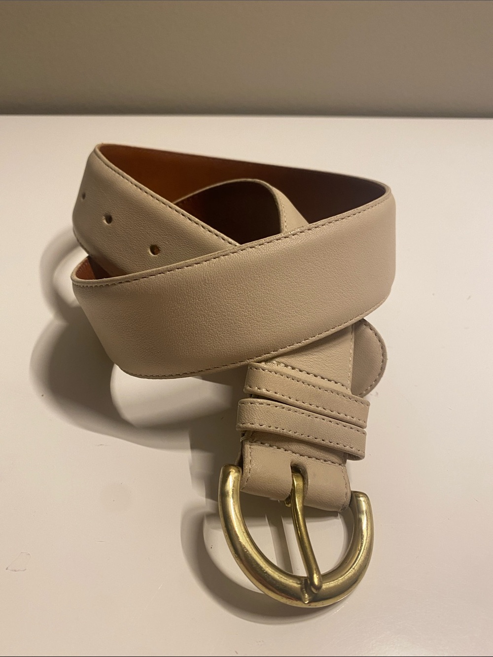 Coach Belt Ivory Leather with Gold Hardware genuine leather medium fits small